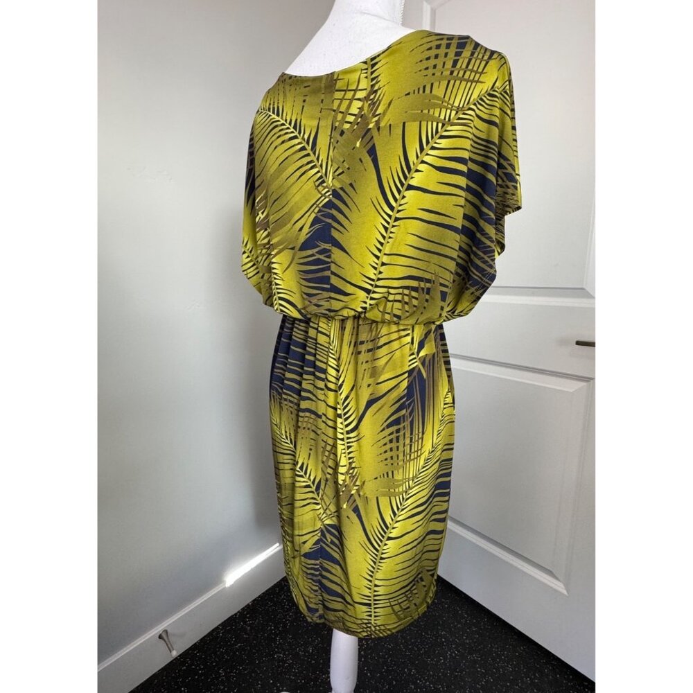 Valerie Bertinelli Womens Palm Leaf Print Dress NWT Size 6 Yellow & Black Polyes - Picture 3 of 16